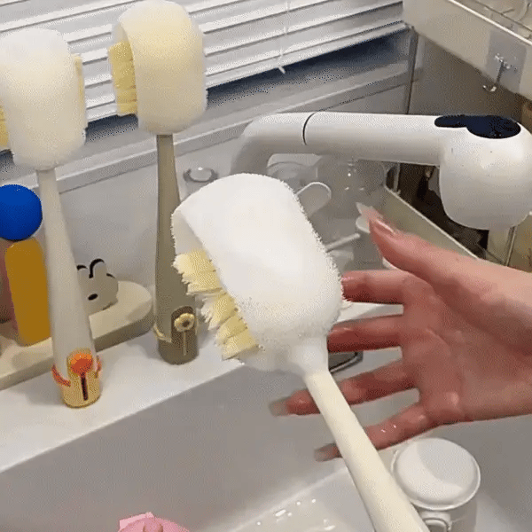 Multi-purpose bottle and cup cleaning brush