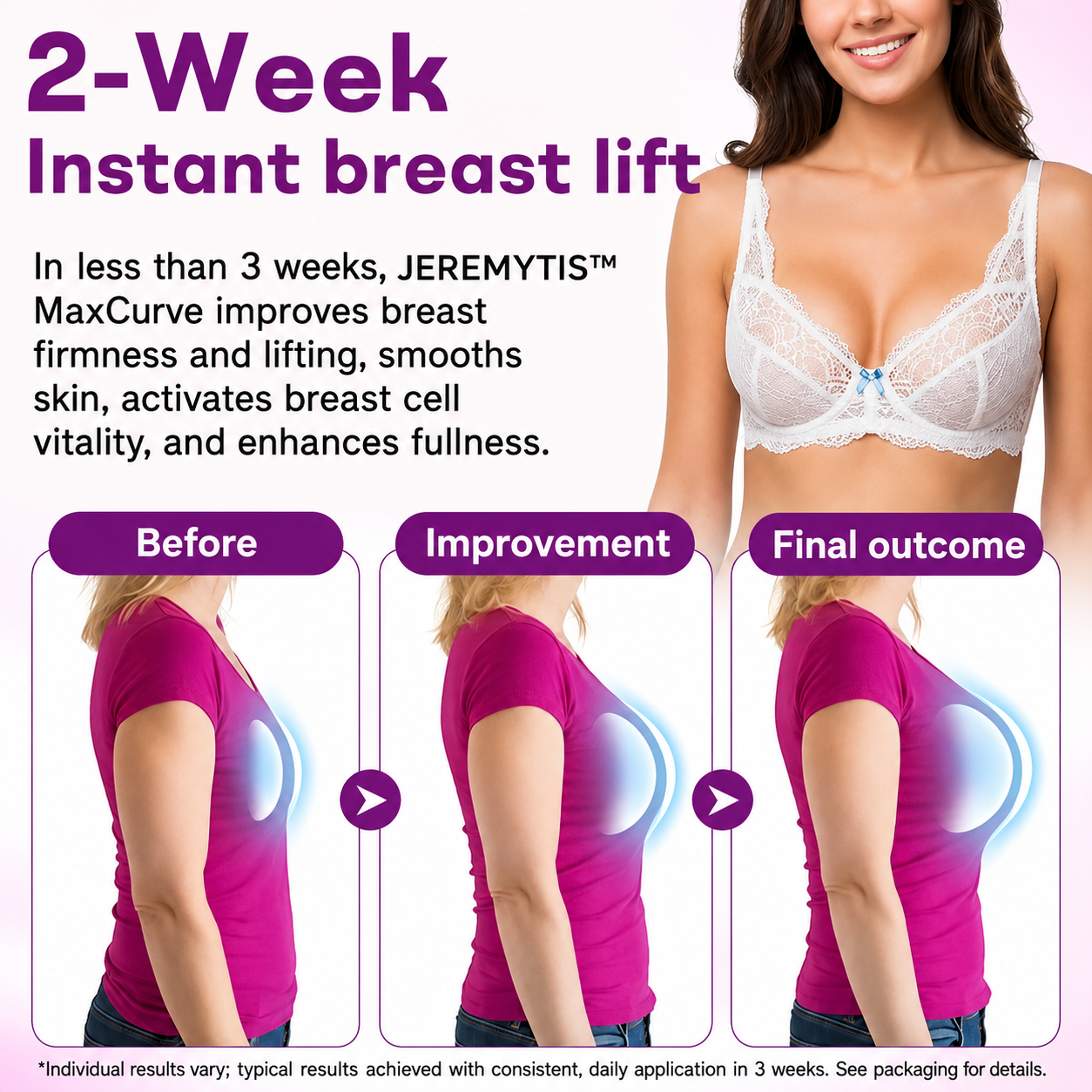 Two week bust oil body care routine visual